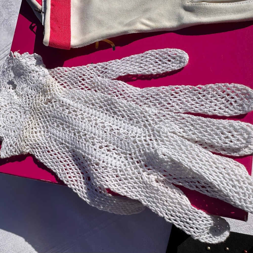 White Crochet Cotton Gloves - Women Accessories